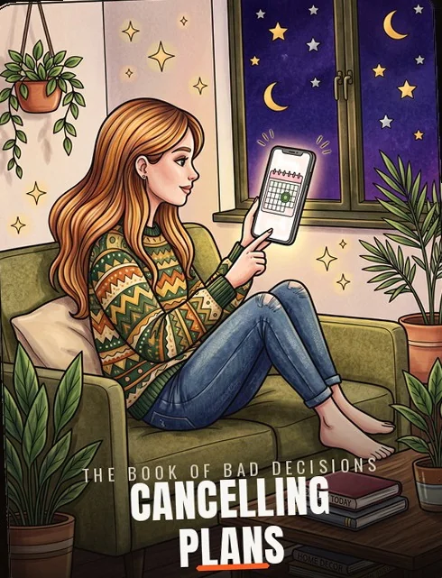 Cancelling Plans coloring page from The Book of Bad Decisions