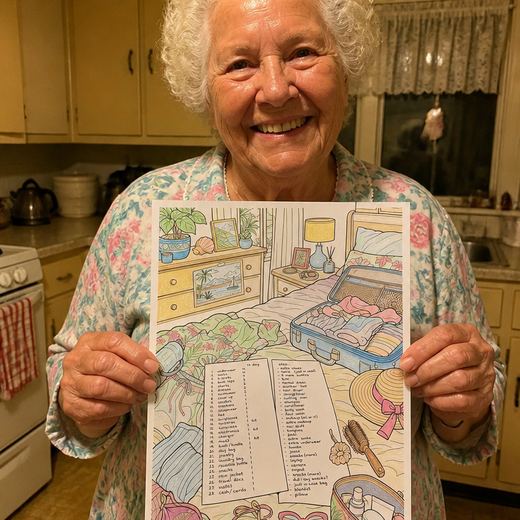 Real Journey Engine customer holding a page they hand-coloured