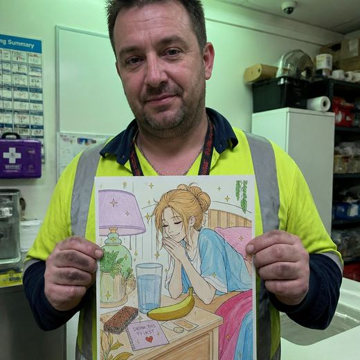 Real Journey Engine customer holding a page they hand-coloured