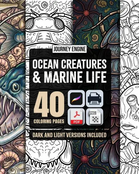 Deep Sea coloring pages — ocean creatures and marine life
