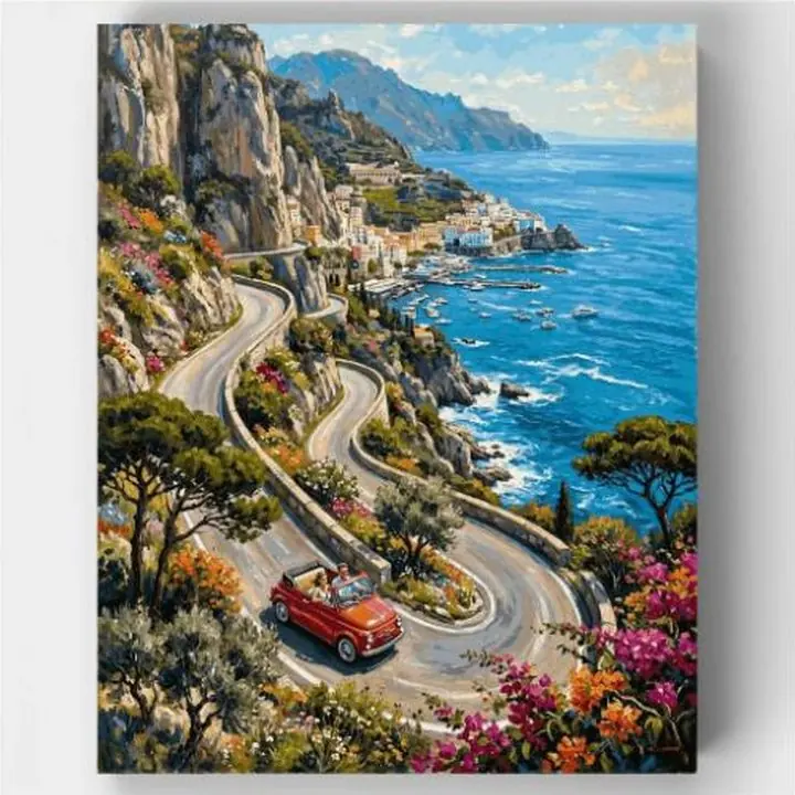 Amalfi Coast Drive paint by numbers kit canvas