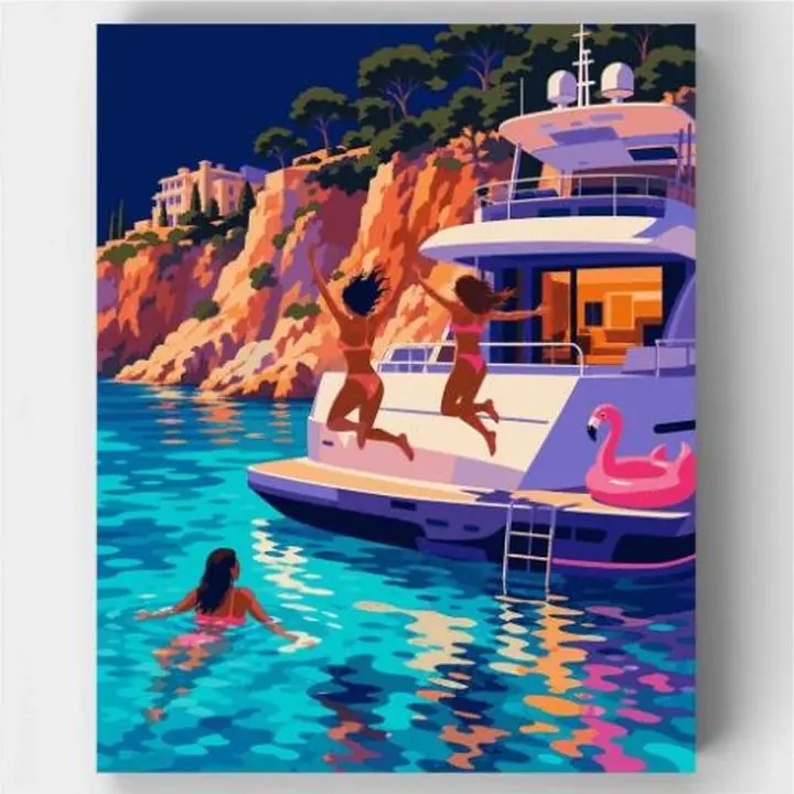 Mediterranean Summer paint by numbers kit canvas