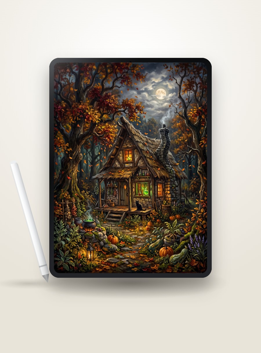 Autumn Witch Cottage custom paint by numbers, made by request