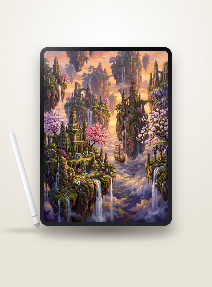 Floating Sky Islands custom paint by numbers, made by request